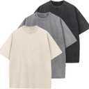 GSOU SNOW Men Oversized T Shirt Cotton Casual Unisex Short Sleeve Vintage Baggy Tee Shirts Washed Mens Streetwear (L)