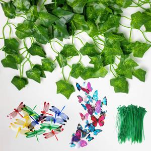 Cayway Artificial Hanging Plants, 5 Pack 450 Leaves Fake Ivy Fake Vines Artificial Ivy Garland, 12 PCS Butterfly for Home Kitchen Garden Office Wedding Wall Decor