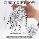 TONIFUL 6 Inch Silver Shiny Curly Ribbon Bows 8 Counts Self-Adhesive Gift Bows for Gift Wrapping, Boxes, Treat Bags, Wine Bottle- Christmas, Graduation, Valentines Party Decoration Supplies