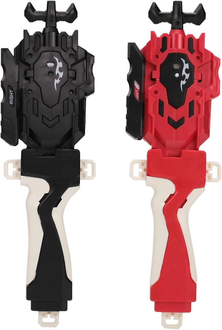 2 Pack String Launchers and Grips, Battling Burst Launcher, Left/Right Spin, Only Compatible with Burst, Two Launch Modes Gyros(Black+Red)