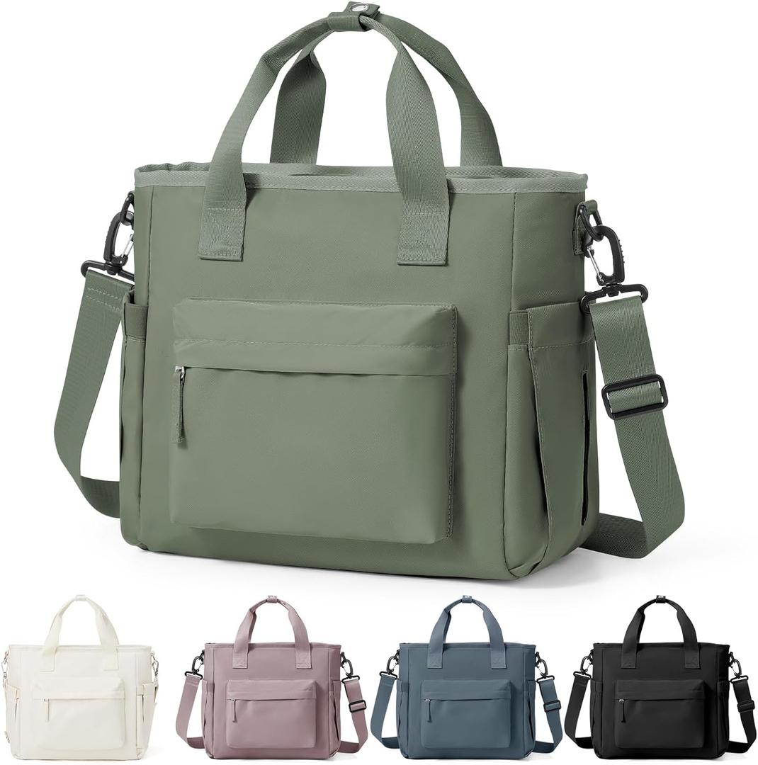Insulated Lunch Bag Women Large Lunch Tote Bag Box Bags Boxes with Shoulder Strap Adult for Women Men Work Grey Green with Water Bottle Holder (16.5L)