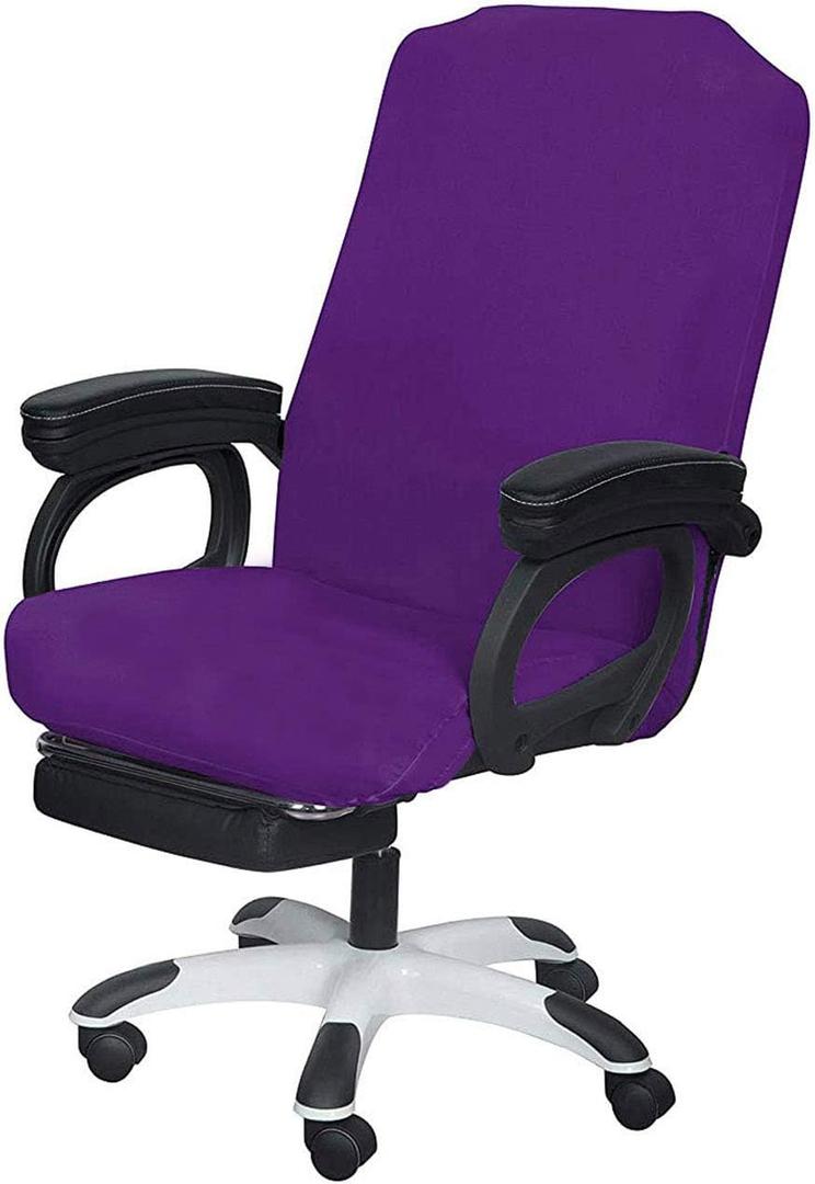  Pack Office Chair Cover, Stretchable Desk Chair Cover Removable Computer Chair Cover for Office Chair with Zipper Universal Spandex Rotating Chair Cover Anti-dust Chair Slipcover, Purple