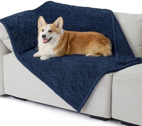 Bedsure Waterproof Dog Blankets for Medium Dogs - Pet Blanket for Couch Protector Washable, Premium Jacquard Coral Fleece Cat Throw Blanket, Soft Plush Reversible Furniture Protection, 30"x40"