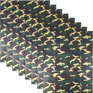 Outus 8 Sheets Camo Iron on Vinyl Camouflage HTV Heat Transfer Vinyl Green Iron on HTV 12 x 10 Inch for Clothing T-Shirts Hat DIY Craft (Medium)