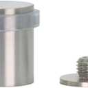 EVI Door Stops | Stainless Steel Door Stopper - Screw Fastening - Transparent Rubber Protector - 0.94 x 1.18 Inch Door Stop