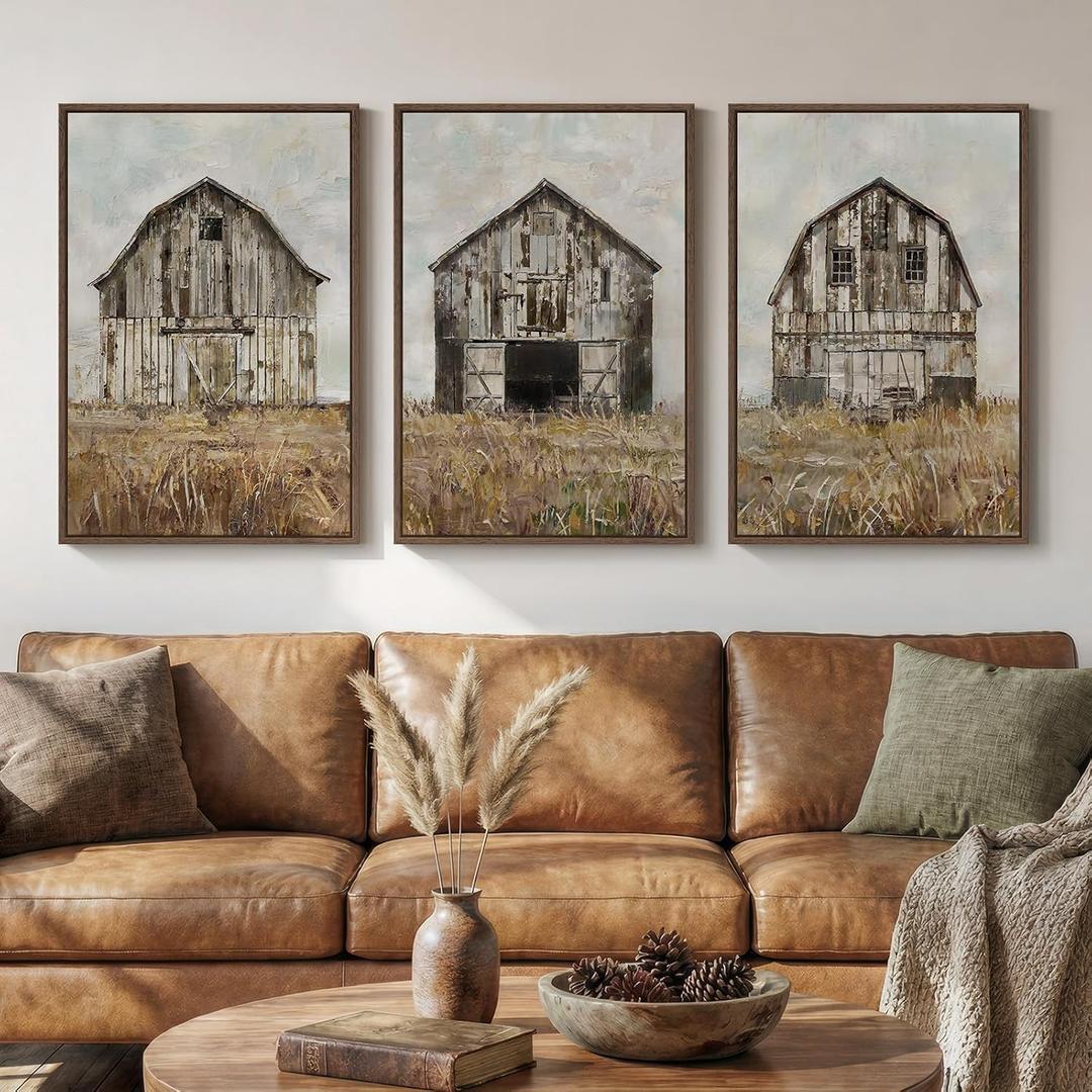 Large Framed Farmhouse Wall Art for Living Room, Set of 3 20x30 Inch, 20" W x 30" H x 3Pcs