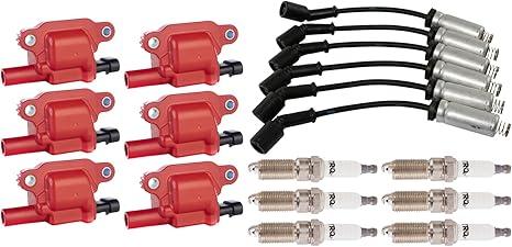 TRQ Ignition Kit Ignition Coil Spark Plugs Wire Set Compatible with 2014-2019 Chevrolet Silverado 1500 GMC Sierra 1500