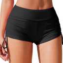 AI'MAGE Womens 3" Swim Board Shorts High Waisted Bathing Suit Bottoms Boy Shorts Adjustable Ruched Side Bikini Shorts (Large, Black)