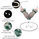 Magibag Fascinators Hats with Gloves Set for Women 20s 50s Cocktail Tea Party Wedding Costume Headwear (B-Blackish Green) (Green)