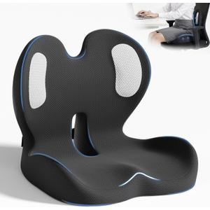 Seat Cushion,Memory Foam Chair Cushion for Office and Car,Ergonomic Coccyx Seat Cushion for Tailbone,Sciatic Nerve,Back Pressure Relief,Lumbar Support Pilow for Office,Car,Truck,Desk Chair