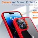 3 x UniqueMe [5 in 1 Design for iPhone 14 Pro 6.1 inch Case, 2 Pack Screen Protector Tempered Glass + 2 Pack Camera Lens Protector, [Non-Yellowing] Shockproof Ultra Thin Protective Cover - Red