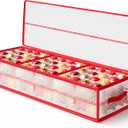 SONGMICS Christmas Ornament Storage Box, 96 Slots of 3 Inches, 38" L x 13.2" W x 6.9" H, Bauble Storage Box with Dividers, Zippers, Side Handles, Under the Bed, Cherry Red URFB031T02