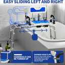 Sliding Shower Chair for lnside Shower & Bathtub, Bath Seat for Elderly | Sliding Tub Transfer Bench with Arms and Back, 500lbs & 5 Levels Adjustable Height, Aluminum Body and Suction Cups