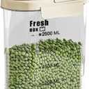 Airtight Rice Storage Container,with Pour Spout & Measuring Cup, BPA-Free - Transparent Dry Food Canister for Cereal, Flour, Pet Food, Oatmeal, Pantry Storage (Cream Yellow, 2800ml)