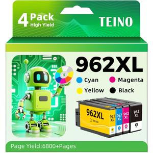 962XL Ink Cartridges Combo Pack Replacement for HP Ink 962 962XL Black and 962 Color Work for HP Officejet Pro 9010 9020 9015 9025 9018 Printers for HP 962, 4-Pack