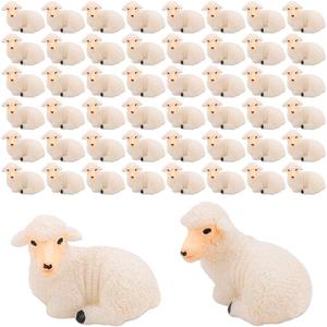 50Pcs Cute Mini Resin Sheep Figurines Realistic Tiny Lamb Statues Bulk for Fairy Gardens Cake Toppers and Micro Landscape Decoration Little Sheep Decor for Car Accessories