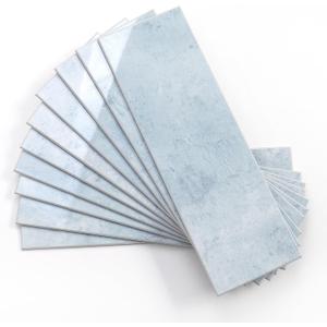 Tilingview 30 PCS Peel and Stick Backsplash Tile for Kitchen/Bathroom/Living Room, 3"x 9" Self-Adhesive Subway Tile for Backsplash, Imitation Glazed Tiles/Handmade Tiles (Glossy Pastel Blue)