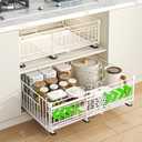 REALINN 2 Pack Pull Out Cabinet Organizer, Expandable(12"-20") Slide Out Drawers 3 Slide Rails Fix with Adhesive or Screw, Roll Out Shelves for Kitchen Cabinet Organization, White, 6.75in height