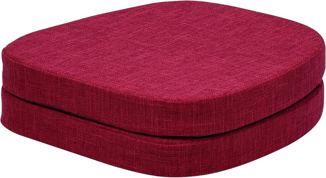 baibu 14x14 Memory Foam Metal Chair Cushions Set of 2, Dual-Layer Design Non-Slip Metal Dining Chair Pads Kitchen Seat Cushion with Machine Washable Cover, Red