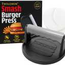TWOLEMON Smash Burger Press 6.7-Inch Round Cast Iron Grill Press with Ergonomic Silicone Handle  Heavy-Duty Bacon with Unique Burger Design for Even Grilling