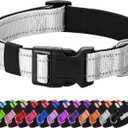 Reflective Dog Collar Padded with Soft Neoprene Breathable Quick Release Basic Dog Collars for Dogs Girl Boy Silver, Size: S:width 5/8"neck 10.5-16"