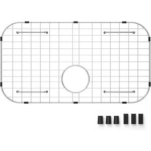Kitchen Sink Grid and Sink Protectors 26-1/16" x 14-1/16"- Rear Drain, Round 26-1/16" x 14-1/16"