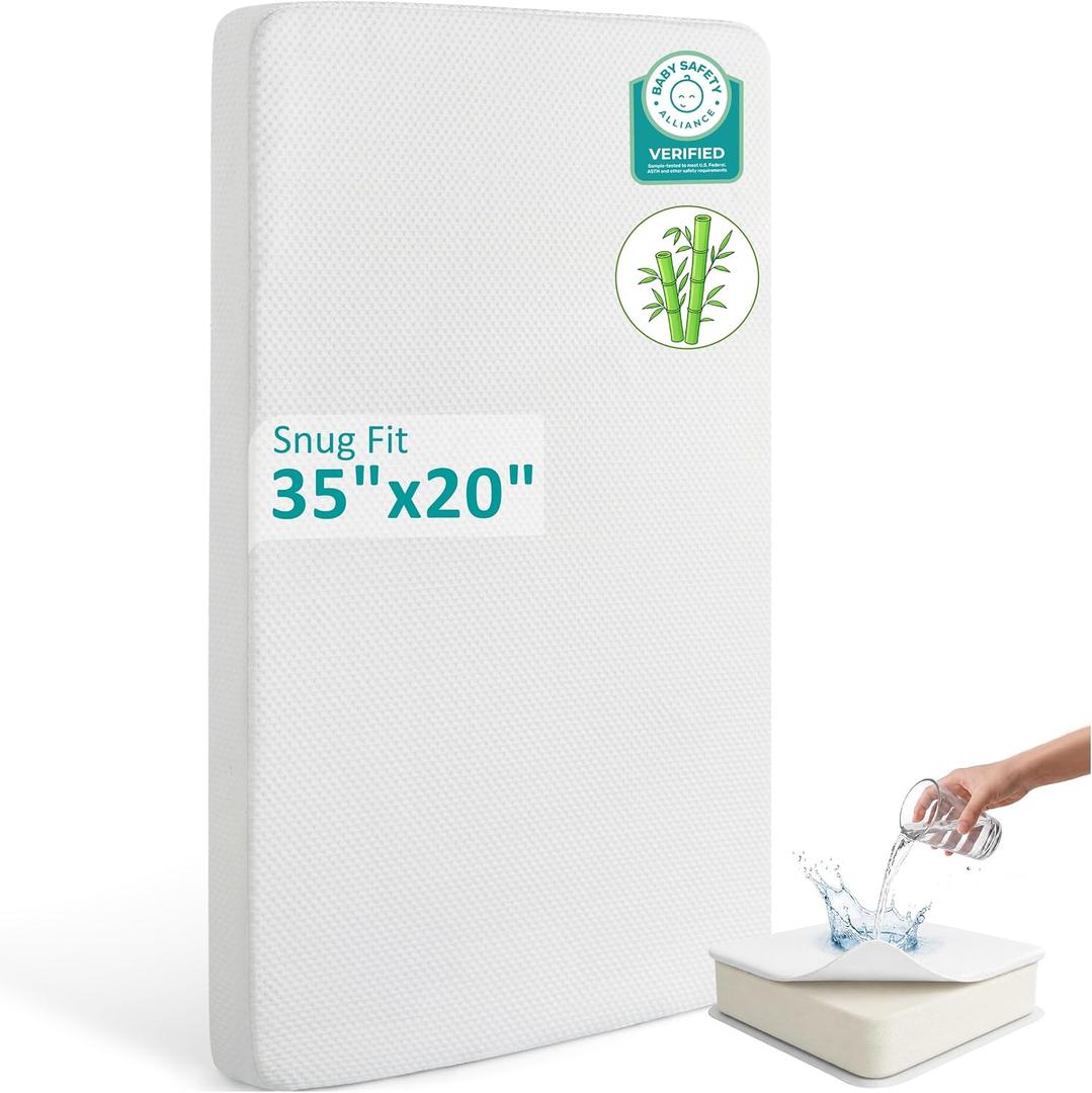 Bassinet Mattress 35x20 Rectangle Baby Waterproof Replacement Pad, Rectangle 20*35in