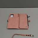 Defencase for iPhone 12/ Pro Magnetic Wallet Case Compatible with Magsafe with RFID Blocking Zipper Strap Card Holder for Women, PU Leather Detachable Case for iPhone 12 & 12 Pro 6.1 inches, Rose Pink