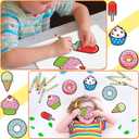 Gemscream 30 Pcs Crafts Color Your Own Magnet for Kids Sweet Treat Kit DIY Coloring Dessert Crafts DIY Coloring Magnet Ornaments for Art Party Favors