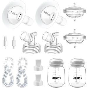Breast Pump Compatible with Spectra S1 S2 9 Plus, Full Replacement Kit Include 19mm Flange,Duckbill Valve,Backflow Protector,Tubing and Bottle,Non-Spcetra Original