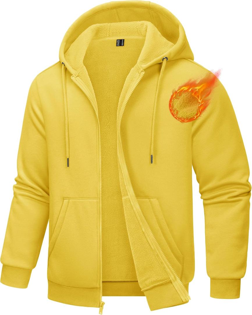 TACVASEN Mens Zip Up Hoodie Fleece Lined Hoodie Jacket Men Full Zip Sweatshirts Outdoor Thermal Athletic Hoodies (XL)