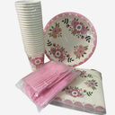 BLUE PANDA 144 Piece Vintage Floral Party Supplies, Includes Disposable Floral Paper Plates, Napkins, Cups, & Cutlery, For Baby Showers, Weddings, Garden Party & More - Serves 24