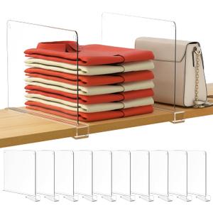 HBlife Clear 12 Inches Tall [Extra Tall Version] Acrylic Shelf Dividers for Closet Organization 10PCS Closet Shelf Divider Closet Dividers for Shelves Shelf Organizer for Closet Shelf Organizer