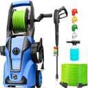 Pressure Cleaner Adjustable 5000PSI 4.0 GPM High Power Cleaners with 33ft Hose Reel, 4 Nozzle and Foam Cannon, Power Cleaners Machine for Home, Cars, Patio (Blue)