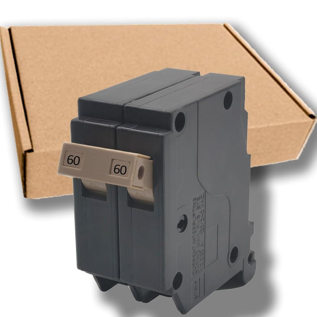 60 Amp 2-Pole Circuit Breaker, 3/4-Inch Plug-in Type Molded Case Circuit Breaker, Compatible with OEM Load Centers, 10KA 120/240V, Thermal Magnetic Protection, Genuine OEM