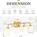 Bathroom Light Fixtures Over Mirror, 4-Light Brushed Gold Vanity Lighting Fixtures with Milk White Glass, Farmhouse Champagne Bronze Wall Sconces Lighting, AD-22004-4W-GD