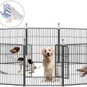 Dog Playpen,32/40/45 Inch Height in Heavy Duty, Folding Indoor Outdoor Anti-Rust Dog Exercise Fence, Portable Pet Playpen with Door for Large Medium Small Dogs and Pet (16 Panels, 32 Inch) Silver