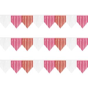 3P Banner Metallic Foil Fringe Wall Hanging Tinsel Fringe Banners backdrop for Parade Floats Garland Wedding Parties Graduation Valentines Retirement Anniversary Party Decoration(White Pink Rose Gold)