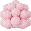 60PCS Pink Polka Dot Balloons 12 Inch Latex Helium Round Party Balloons Kit for Birthday Party Decorations