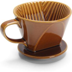 Pour Over Coffee Dripper, Single Brown Ceramic Pour Over with 3 Holes, Medium Pour Over Coffee for Shop, Home, Office and Bar