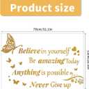 Large Positive Quotes Mirror Wall Stickers Decor, Inspirational Wall Decals Peel and Stick, Motivational Words of Affirmation Wall Art for Family Mirrors Hallway Office, Gold