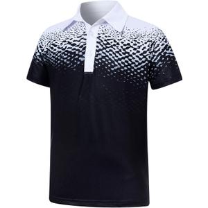 uideazone Boys Polo Shirts Dry Fit Performance Golf Short Sleeve Casual School Uniform Size 5-14 (Black)