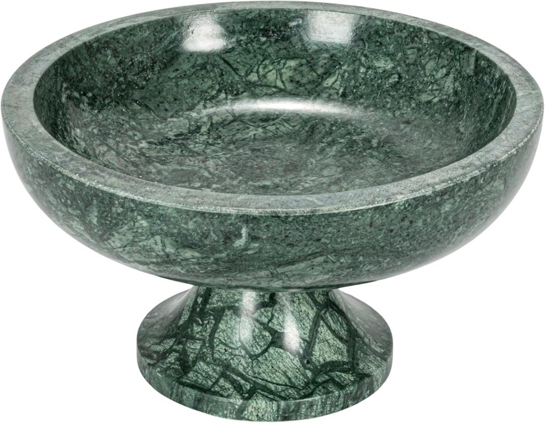 Bloomingville Marble Footed Pedestal Bowl, Green