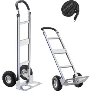 VEVOR Aluminum Hand Truck, Heavy-Duty Hand Truck Dolly with Non-Slip Wheels & Handle, 500 LBS Aluminum Alloy Portable Trolley Dolly with Tie-Down Strap for Moving Home, Office, Warehouse