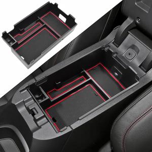 Center Console Organizer Tray Compatible with Chevy Equinox 2018 2019 2020 2021 2023 2024 Accessories, Armrest Insert Secondary Storage Box (Not Fit 2025) Red Trim