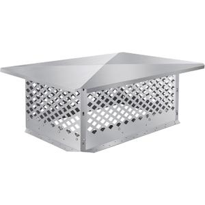 Chimney Cap, Chimney Cover, Bottom Installation Method Adjustable to Fit Outside Existing Clay Flue Tile Dimensions All Stainless Steel Structure, with Meshes, Bolts, Screws (14" x 34")