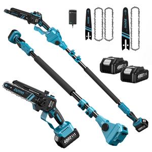 ZUYIYI 3-in-1 Cordless Pole Saw & 6 Inch 8 Inch Mini Chainsaw, Electric Chain Saw w/Extension Pole, 24.0Ah Battery, 15Ft Max Power Pole Chainsaw for Tree Trimming, Wood Cutting