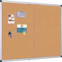 VIZ-PRO Large Cork Bulletin Board/Foldable Noticeboard, 48 X 48 Inches, Silver Aluminium Frame