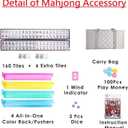 American Mahjong Set Complete Set with Quilted PU Leather Carrying Bag, Tile Racks with Pushers, 166 Engraved Tiles, Dice, Bettor, and Instructions (PU Silver)