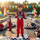 Race Car Driver Costume for Boys Racer Jumpsuit with Car Cap for Halloween Dress Up